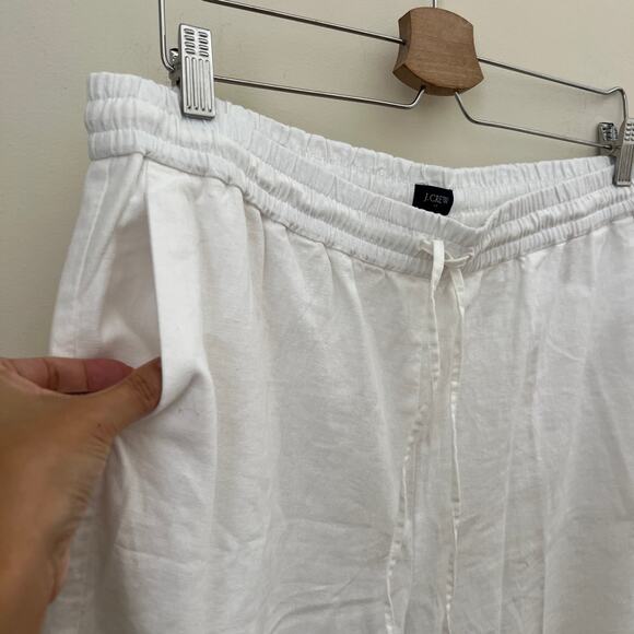 NWT J.Crew Women's White Linen Blend Drawstring Wide Leg Pants Size 14 - Picture 4 of 11